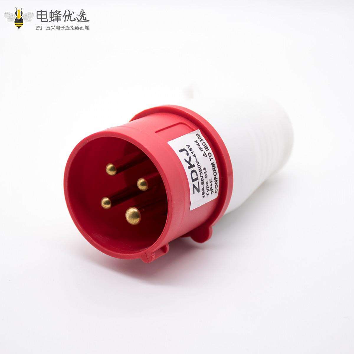 工業三相插頭3P+E 4芯公頭16A 380V-415V IP44